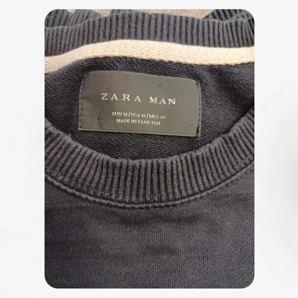 Zara Man Tears  Blue Knit Embroidered Pullover Sweater Size Medium - Picture 10 of 10